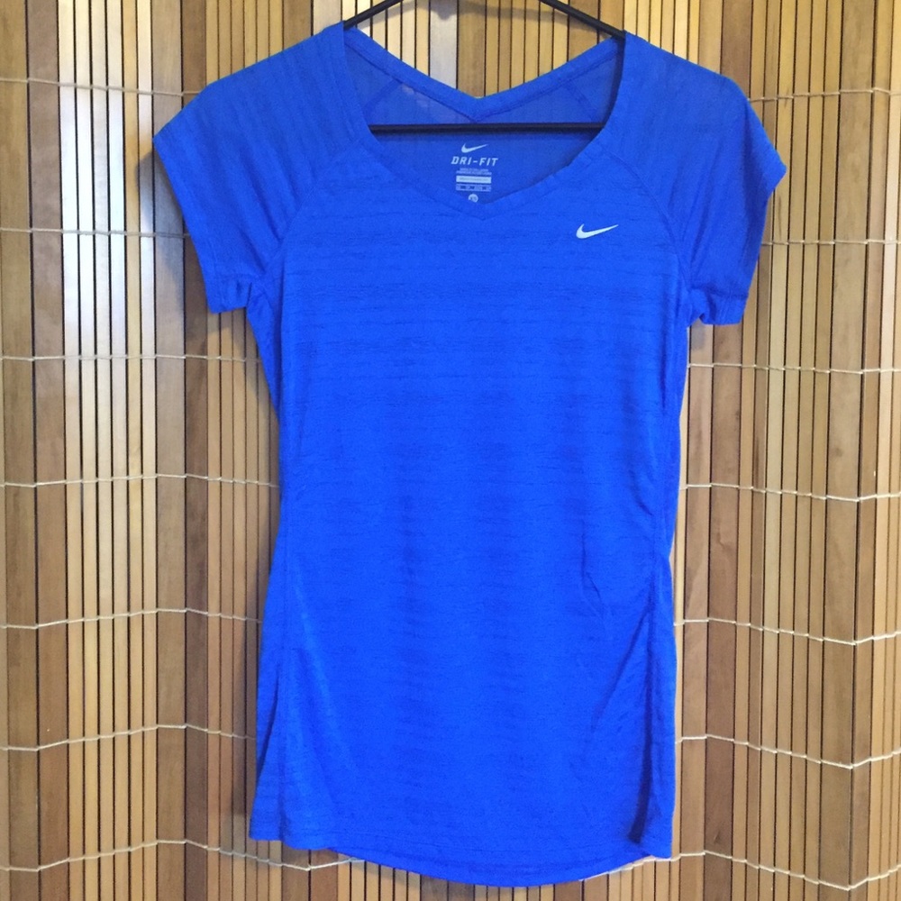 XS Nike Dri Fit Shirt in Blue w/ double V-Neck NWOT